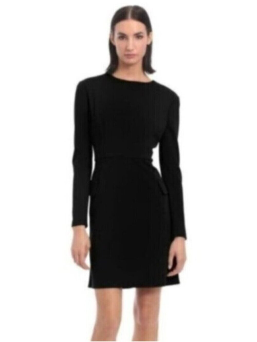 Maggy London Black Prestine Long Sleeve Boat Neck Sheath Dress